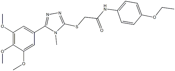 N-(4-ethoxyphenyl)-2-{[4-methyl-5-(3,4,5-trimethoxyphenyl)-4H-1,2,4-triazol-3-yl]sulfanyl}acetamide 구조식 이미지