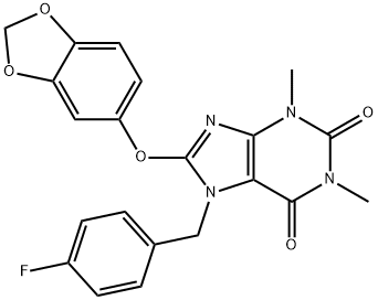 8-(1,3-benzodioxol-5-yloxy)-7-(4-fluorobenzyl)-1,3-dimethyl-3,7-dihydro-1H-purine-2,6-dione Structure