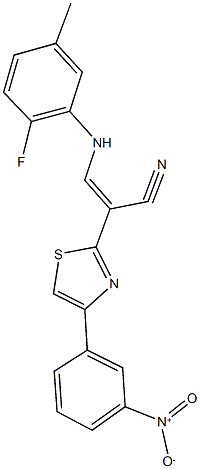 3-(2-fluoro-5-methylanilino)-2-(4-{3-nitrophenyl}-1,3-thiazol-2-yl)acrylonitrile Structure