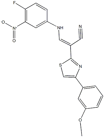 3-{4-fluoro-3-nitroanilino}-2-[4-(3-methoxyphenyl)-1,3-thiazol-2-yl]acrylonitrile 구조식 이미지