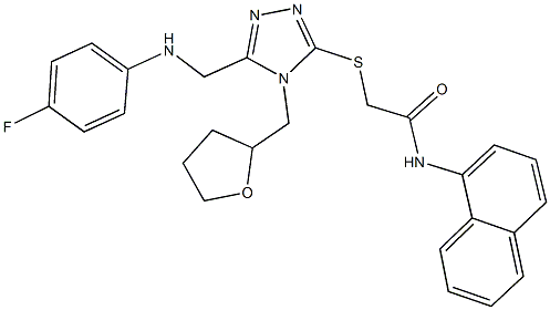 2-{[5-[(4-fluoroanilino)methyl]-4-(tetrahydro-2-furanylmethyl)-4H-1,2,4-triazol-3-yl]sulfanyl}-N-(1-naphthyl)acetamide Structure