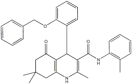 4-[2-(benzyloxy)phenyl]-2,7,7-trimethyl-N-(2-methylphenyl)-5-oxo-1,4,5,6,7,8-hexahydro-3-quinolinecarboxamide 구조식 이미지