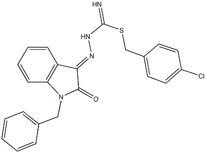 4-chlorobenzyl 2-(1-benzyl-2-oxo-1,2-dihydro-3H-indol-3-ylidene)hydrazinecarbimidothioate Structure