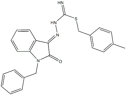 4-methylbenzyl 2-(1-benzyl-2-oxo-1,2-dihydro-3H-indol-3-ylidene)hydrazinecarbimidothioate 구조식 이미지