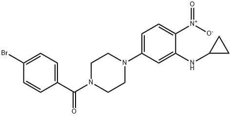 1-(4-bromobenzoyl)-4-{3-(cyclopropylamino)-4-nitrophenyl}piperazine 구조식 이미지