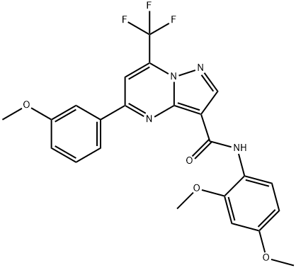 N-[2,4-bis(methyloxy)phenyl]-5-[3-(methyloxy)phenyl]-7-(trifluoromethyl)pyrazolo[1,5-a]pyrimidine-3-carboxamide Structure