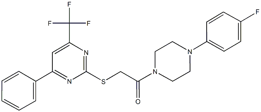 2-[4-(4-fluorophenyl)-1-piperazinyl]-2-oxoethyl 4-phenyl-6-(trifluoromethyl)-2-pyrimidinyl sulfide Structure