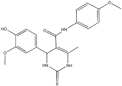 4-(4-hydroxy-3-methoxyphenyl)-N-(4-methoxyphenyl)-6-methyl-2-thioxo-1,2,3,4-tetrahydropyrimidine-5-carboxamide 구조식 이미지