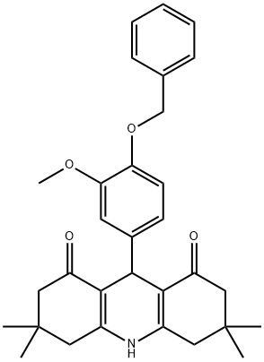 9-[4-(benzyloxy)-3-methoxyphenyl]-3,3,6,6-tetramethyl-3,4,6,7,9,10-hexahydro-1,8(2H,5H)-acridinedione 구조식 이미지