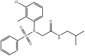 2-[3-chloro-2-methyl(phenylsulfonyl)anilino]-N-isobutylacetamide Structure