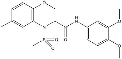 N-(3,4-dimethoxyphenyl)-2-[2-methoxy-5-methyl(methylsulfonyl)anilino]acetamide 구조식 이미지