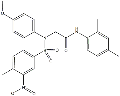 N-(2,4-dimethylphenyl)-2-[({3-nitro-4-methylphenyl}sulfonyl)-4-methoxyanilino]acetamide Structure