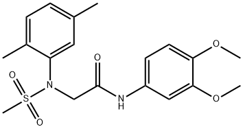 N-(3,4-dimethoxyphenyl)-2-[2,5-dimethyl(methylsulfonyl)anilino]acetamide 구조식 이미지