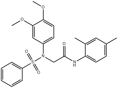 2-[3,4-dimethoxy(phenylsulfonyl)anilino]-N-(2,4-dimethylphenyl)acetamide 구조식 이미지