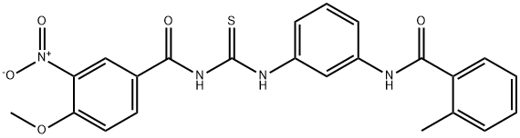 N-(3-{[({3-nitro-4-methoxybenzoyl}amino)carbothioyl]amino}phenyl)-2-methylbenzamide Structure