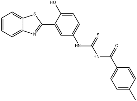 N-[3-(1,3-benzothiazol-2-yl)-4-hydroxyphenyl]-N'-(4-methylbenzoyl)thiourea 구조식 이미지