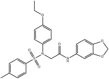 N-(1,3-benzodioxol-5-yl)-2-{4-ethoxy[(4-methylphenyl)sulfonyl]anilino}acetamide 구조식 이미지