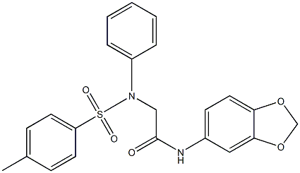 N-(1,3-benzodioxol-5-yl)-2-{[(4-methylphenyl)sulfonyl]anilino}acetamide 구조식 이미지