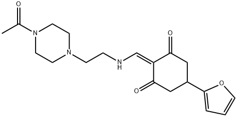 2-({[2-(4-acetyl-1-piperazinyl)ethyl]amino}methylene)-5-(2-furyl)-1,3-cyclohexanedione 구조식 이미지