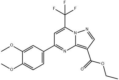 ethyl 5-(3,4-dimethoxyphenyl)-7-(trifluoromethyl)pyrazolo[1,5-a]pyrimidine-3-carboxylate Structure