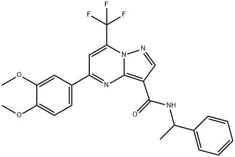 5-(3,4-dimethoxyphenyl)-N-(1-phenylethyl)-7-(trifluoromethyl)pyrazolo[1,5-a]pyrimidine-3-carboxamide Structure