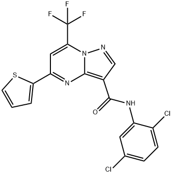 N-(2,5-dichlorophenyl)-5-(2-thienyl)-7-(trifluoromethyl)pyrazolo[1,5-a]pyrimidine-3-carboxamide 구조식 이미지