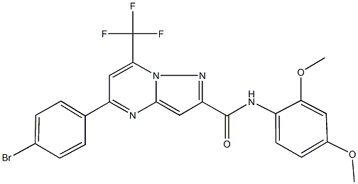 5-(4-bromophenyl)-N-(2,4-dimethoxyphenyl)-7-(trifluoromethyl)pyrazolo[1,5-a]pyrimidine-2-carboxamide 구조식 이미지