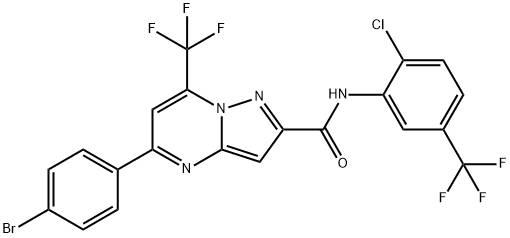 5-(4-bromophenyl)-N-[2-chloro-5-(trifluoromethyl)phenyl]-7-(trifluoromethyl)pyrazolo[1,5-a]pyrimidine-2-carboxamide 구조식 이미지