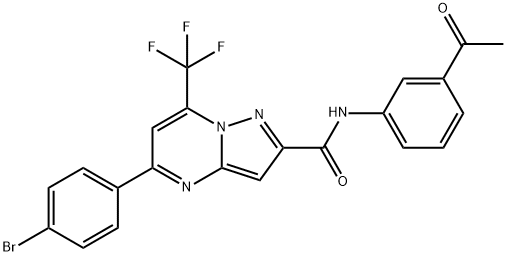 N-(3-acetylphenyl)-5-(4-bromophenyl)-7-(trifluoromethyl)pyrazolo[1,5-a]pyrimidine-2-carboxamide 구조식 이미지