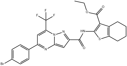 ethyl 2-({[5-(4-bromophenyl)-7-(trifluoromethyl)pyrazolo[1,5-a]pyrimidin-2-yl]carbonyl}amino)-4,5,6,7-tetrahydro-1-benzothiophene-3-carboxylate Structure