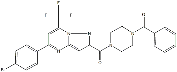 2-[(4-benzoyl-1-piperazinyl)carbonyl]-5-(4-bromophenyl)-7-(trifluoromethyl)pyrazolo[1,5-a]pyrimidine 구조식 이미지