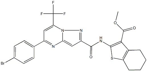 methyl 2-({[5-(4-bromophenyl)-7-(trifluoromethyl)pyrazolo[1,5-a]pyrimidin-2-yl]carbonyl}amino)-4,5,6,7-tetrahydro-1-benzothiophene-3-carboxylate Structure