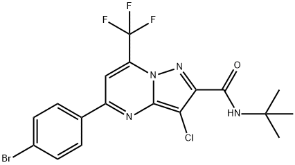 5-(4-bromophenyl)-N-(tert-butyl)-3-chloro-7-(trifluoromethyl)pyrazolo[1,5-a]pyrimidine-2-carboxamide 구조식 이미지