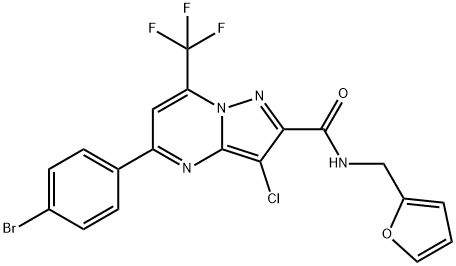 5-(4-bromophenyl)-3-chloro-N-(2-furylmethyl)-7-(trifluoromethyl)pyrazolo[1,5-a]pyrimidine-2-carboxamide Structure