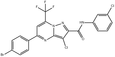 5-(4-bromophenyl)-3-chloro-N-(3-chlorophenyl)-7-(trifluoromethyl)pyrazolo[1,5-a]pyrimidine-2-carboxamide Structure