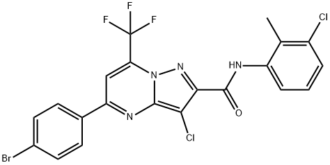 5-(4-bromophenyl)-3-chloro-N-(3-chloro-2-methylphenyl)-7-(trifluoromethyl)pyrazolo[1,5-a]pyrimidine-2-carboxamide 구조식 이미지