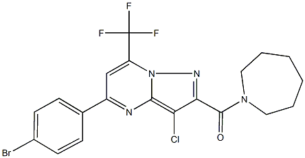 2-(1-azepanylcarbonyl)-5-(4-bromophenyl)-3-chloro-7-(trifluoromethyl)pyrazolo[1,5-a]pyrimidine Structure