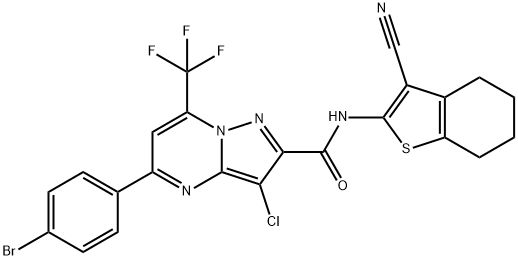 5-(4-bromophenyl)-3-chloro-N-(3-cyano-4,5,6,7-tetrahydro-1-benzothien-2-yl)-7-(trifluoromethyl)pyrazolo[1,5-a]pyrimidine-2-carboxamide Structure