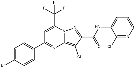 5-(4-bromophenyl)-3-chloro-N-(2-chloro-3-pyridinyl)-7-(trifluoromethyl)pyrazolo[1,5-a]pyrimidine-2-carboxamide Structure