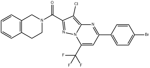 2-{[5-(4-bromophenyl)-3-chloro-7-(trifluoromethyl)pyrazolo[1,5-a]pyrimidin-2-yl]carbonyl}-1,2,3,4-tetrahydroisoquinoline 구조식 이미지