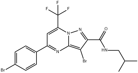 3-bromo-5-(4-bromophenyl)-N-isobutyl-7-(trifluoromethyl)pyrazolo[1,5-a]pyrimidine-2-carboxamide 구조식 이미지