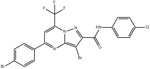 3-bromo-5-(4-bromophenyl)-N-(4-chlorophenyl)-7-(trifluoromethyl)pyrazolo[1,5-a]pyrimidine-2-carboxamide Structure