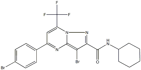 3-bromo-5-(4-bromophenyl)-N-cyclohexyl-7-(trifluoromethyl)pyrazolo[1,5-a]pyrimidine-2-carboxamide 구조식 이미지