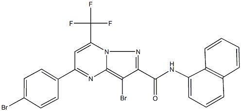 3-bromo-5-(4-bromophenyl)-N-(1-naphthyl)-7-(trifluoromethyl)pyrazolo[1,5-a]pyrimidine-2-carboxamide Structure