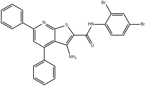 3-amino-N-(2,4-dibromophenyl)-4,6-diphenylthieno[2,3-b]pyridine-2-carboxamide 구조식 이미지