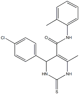 4-(4-chlorophenyl)-6-methyl-N-(2-methylphenyl)-2-thioxo-1,2,3,4-tetrahydro-5-pyrimidinecarboxamide Structure