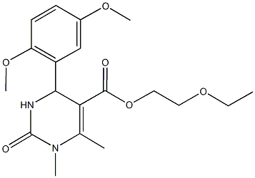 2-ethoxyethyl 4-(2,5-dimethoxyphenyl)-1,6-dimethyl-2-oxo-1,2,3,4-tetrahydro-5-pyrimidinecarboxylate Structure