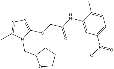 N-{5-nitro-2-methylphenyl}-2-{[5-methyl-4-(tetrahydro-2-furanylmethyl)-4H-1,2,4-triazol-3-yl]sulfanyl}acetamide Structure