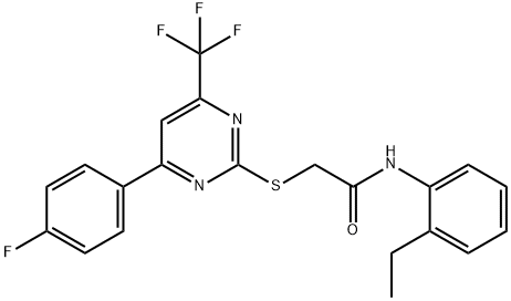 N-(2-ethylphenyl)-2-{[4-(4-fluorophenyl)-6-(trifluoromethyl)-2-pyrimidinyl]sulfanyl}acetamide 구조식 이미지