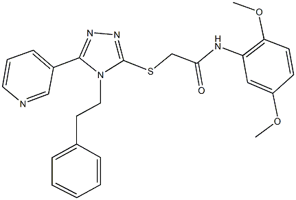 N-(2,5-dimethoxyphenyl)-2-{[4-(2-phenylethyl)-5-(3-pyridinyl)-4H-1,2,4-triazol-3-yl]sulfanyl}acetamide 구조식 이미지